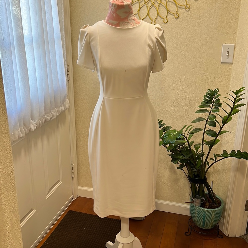White short sleeve midi dress